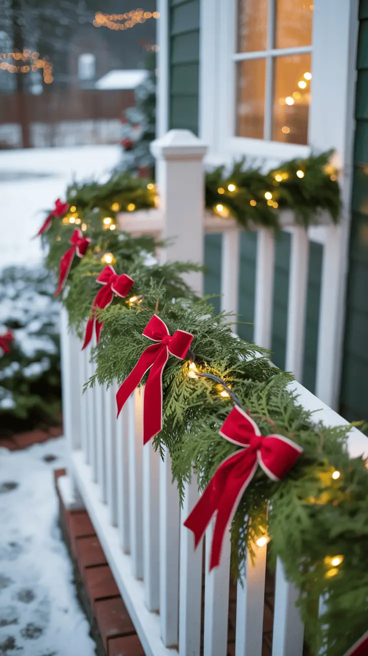 Garland Christmas Porch Railing Decorations That Stand Out