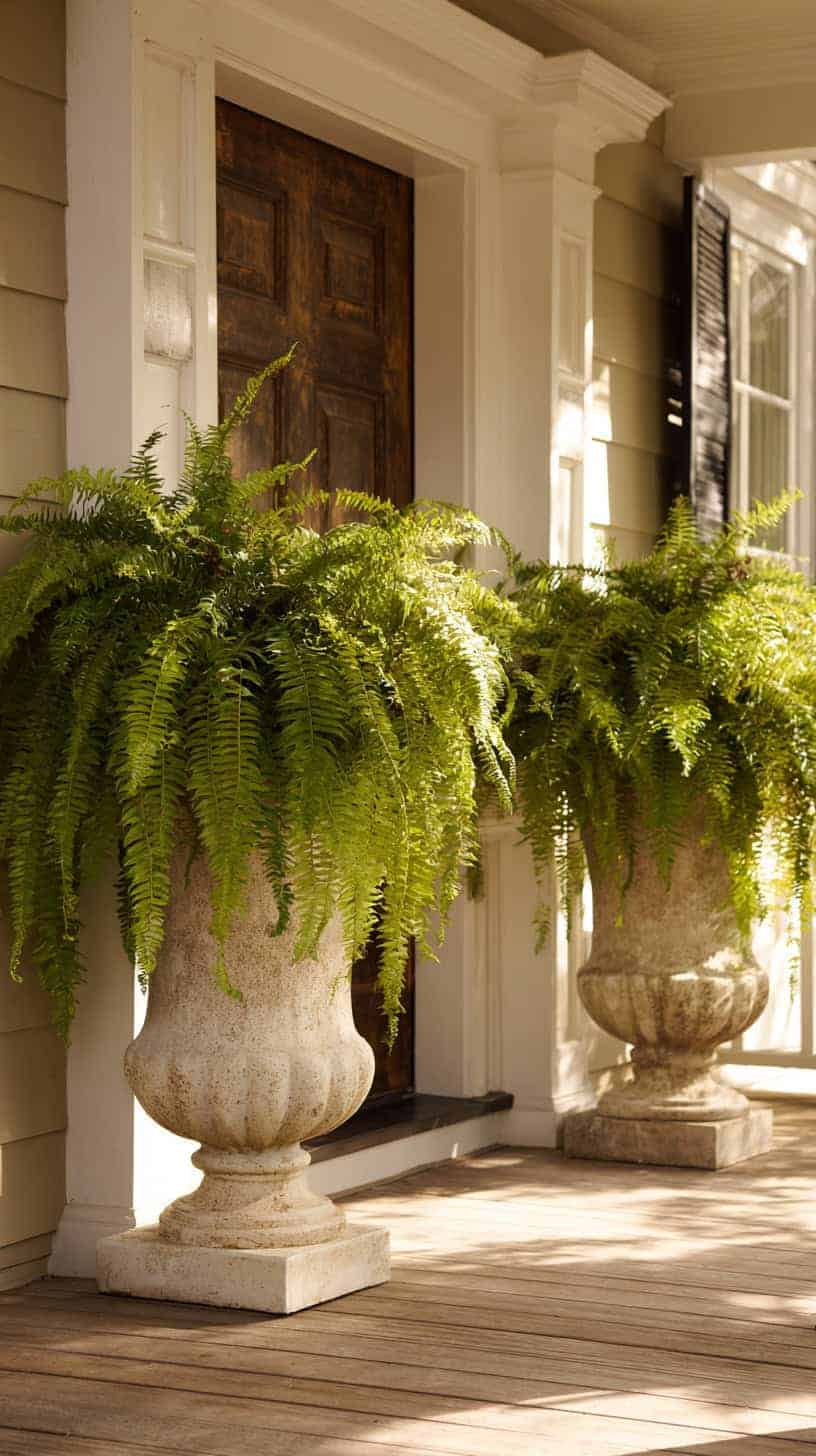 Faux Fern Urns
