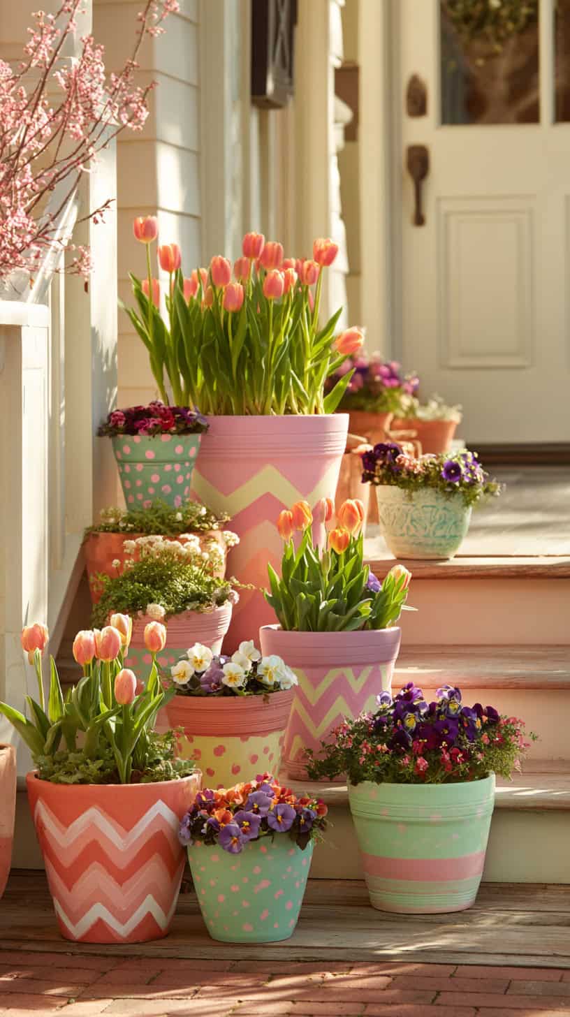 Painted Terra Cotta Pots - Image 1