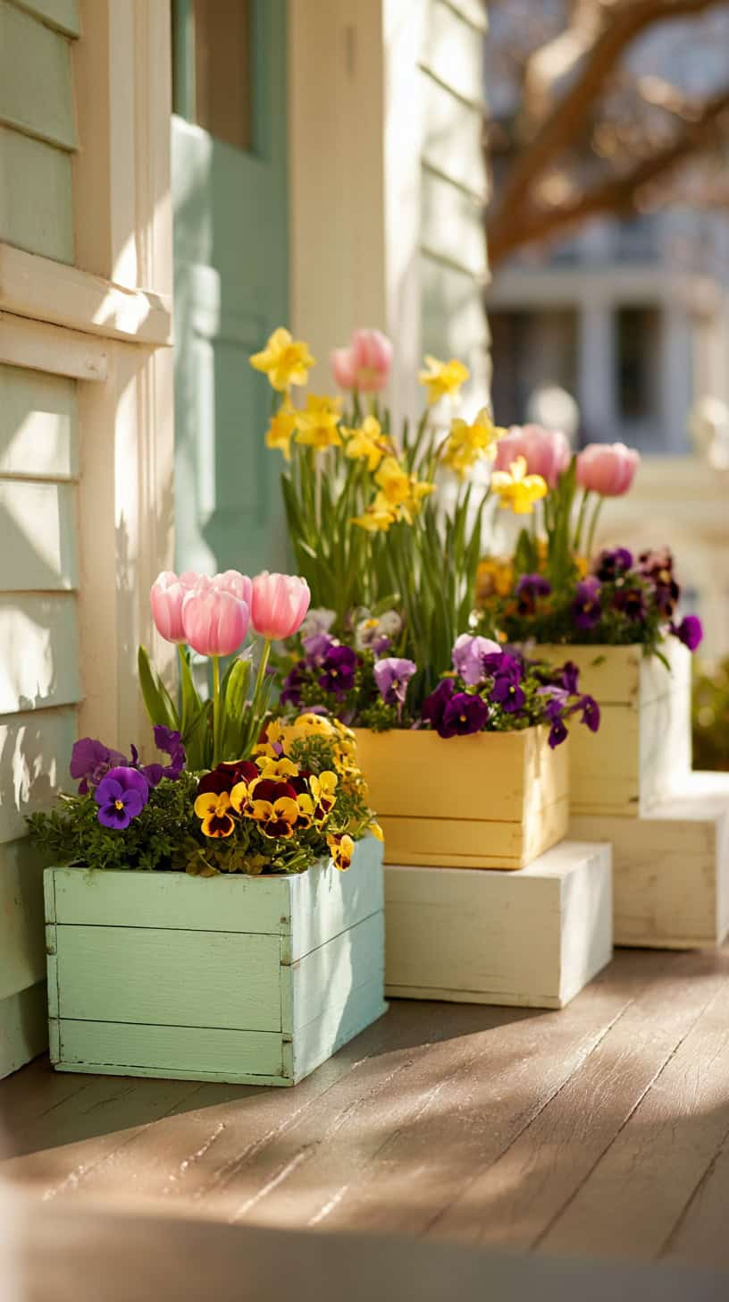 Painted Wooden Planters - Image 1