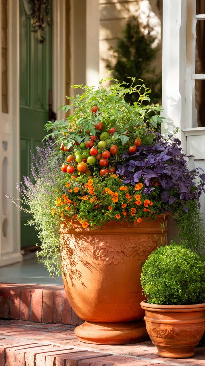 Planters in Front of House with Edible Twists - Image 1
