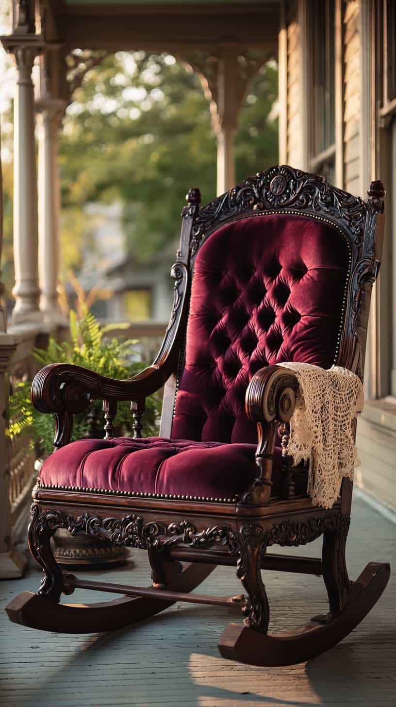 Upholstered Antique Rocker - Image 1