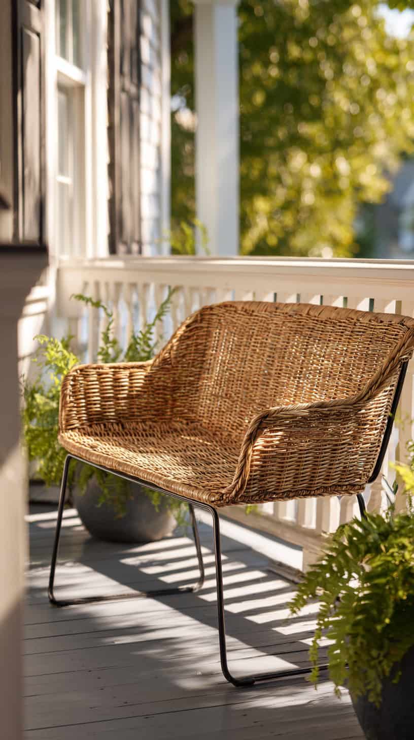 Wicker Bench with Steel Frame - Image 2