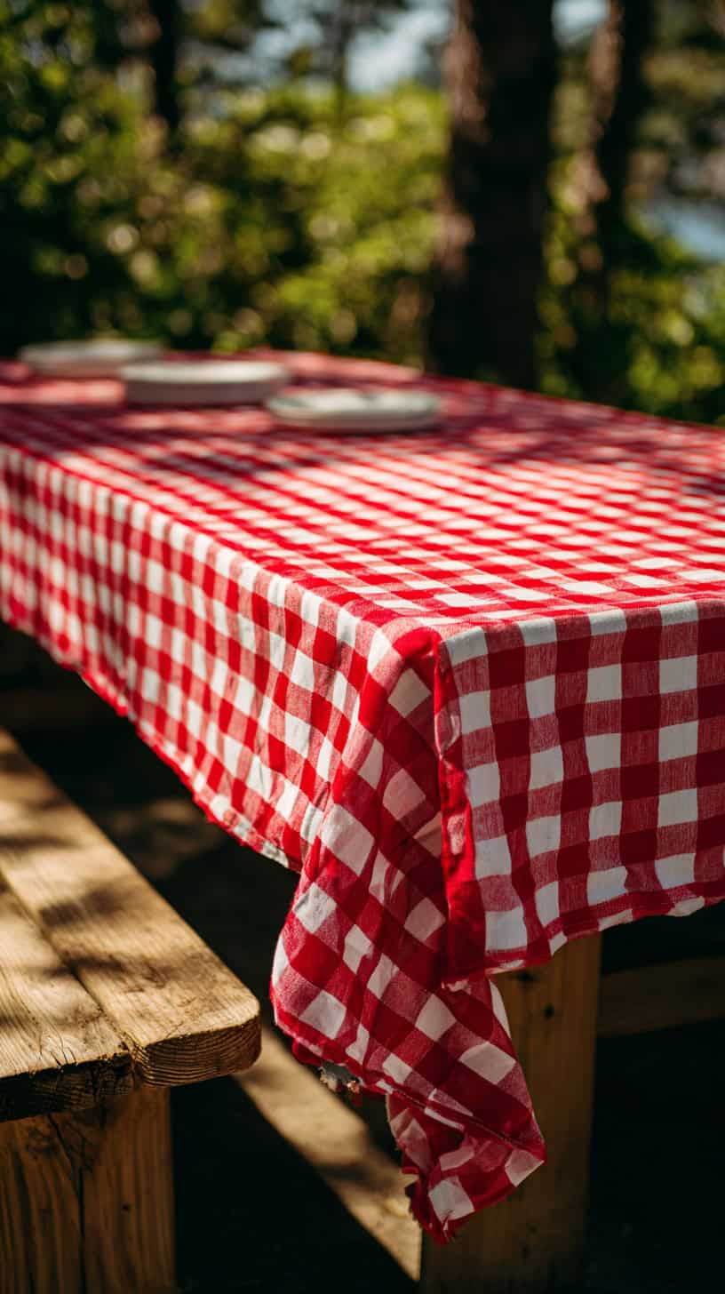 Red-Checked Tablecloth - Image 1