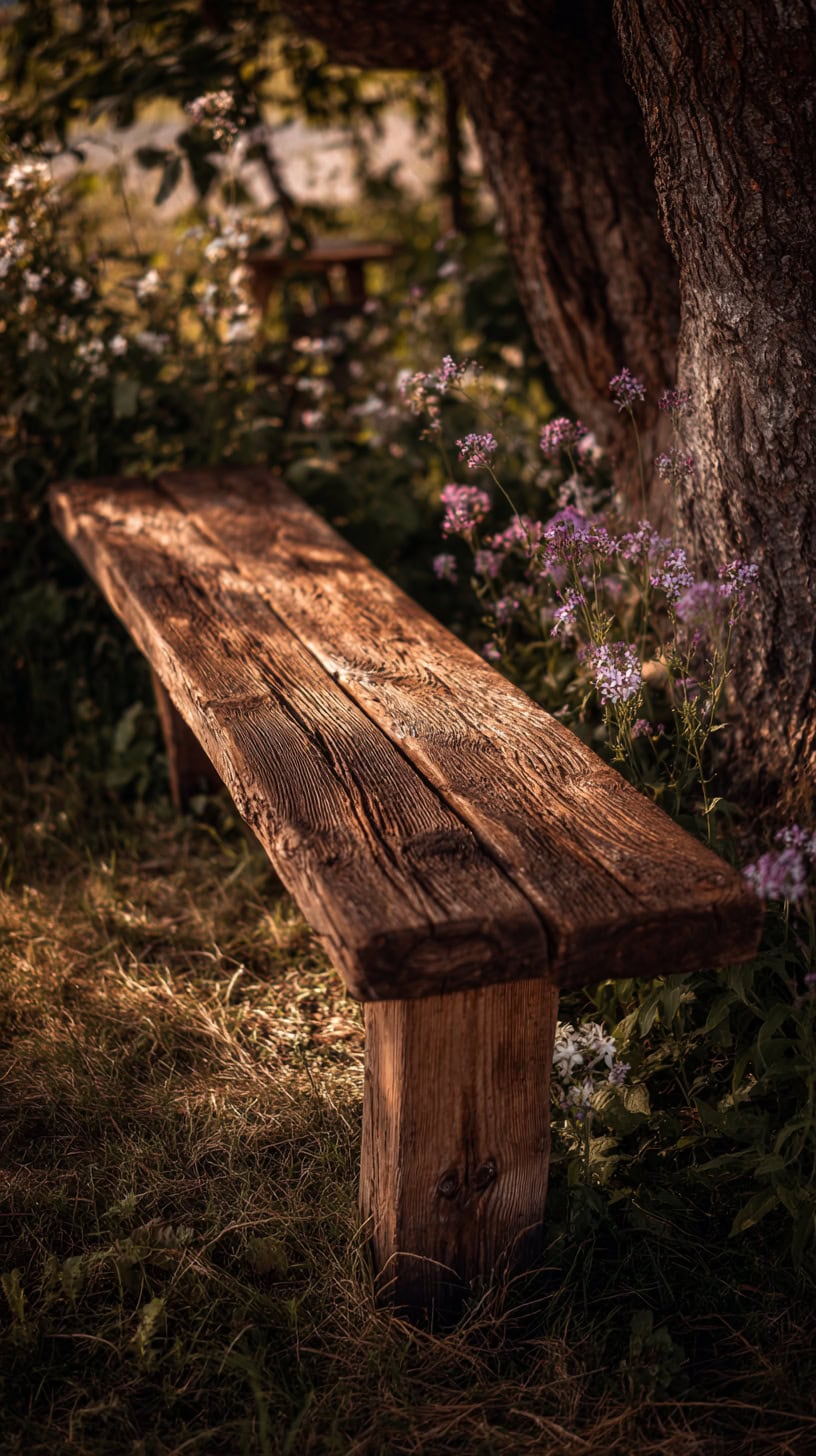Rustic Farmhouse Wood Benches - Image 1