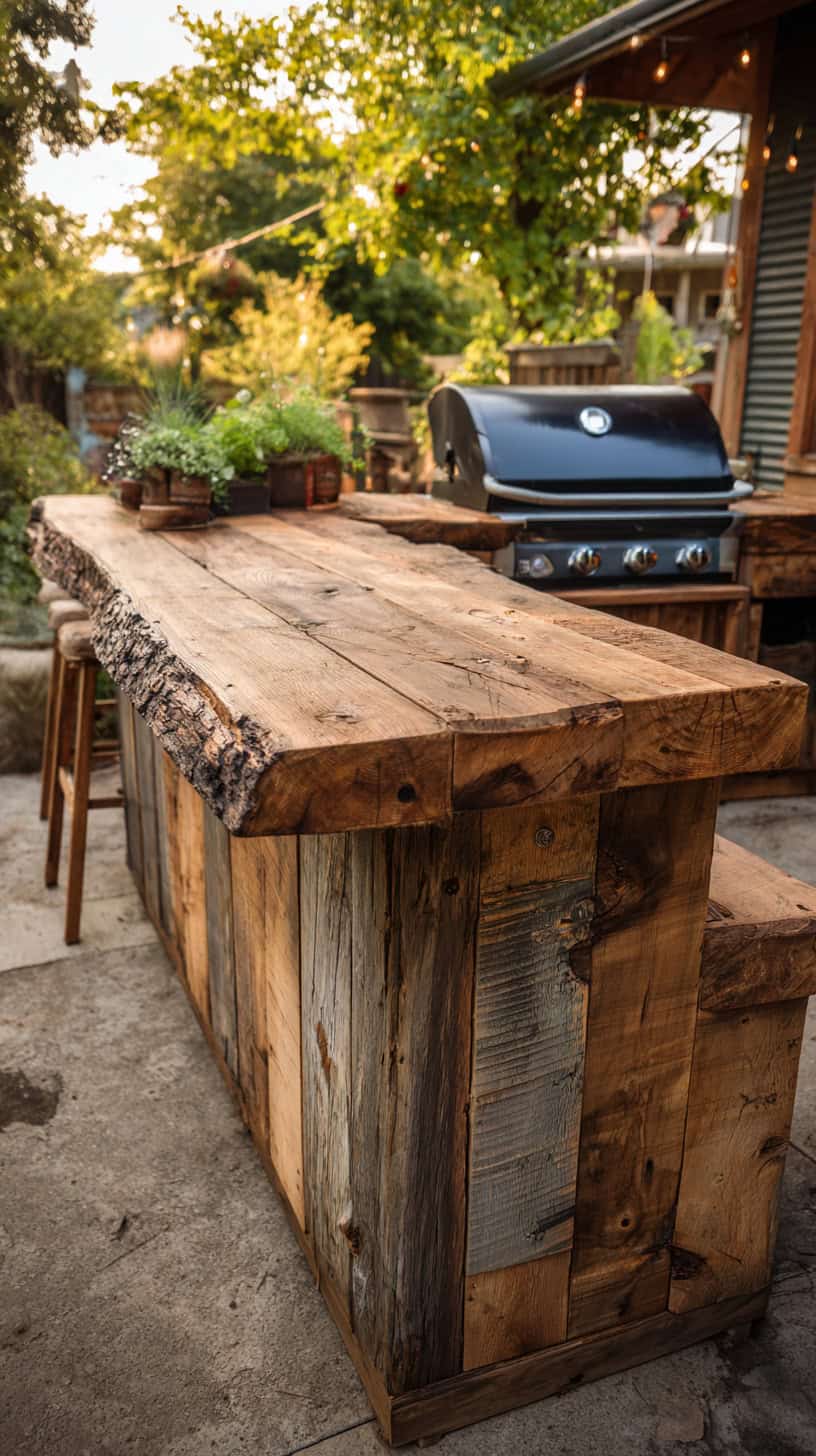 Rustic Wood Grill Island - Image 1