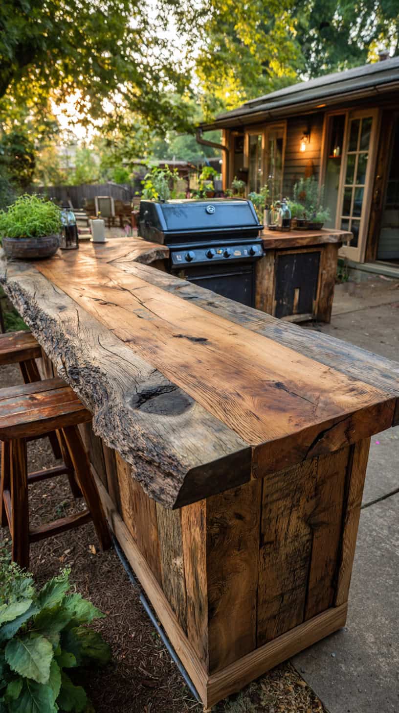Rustic Wood Grill Island - Image 2