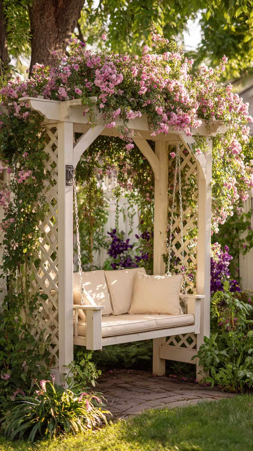 Whimsical Swing Bench Arbor - Image 1