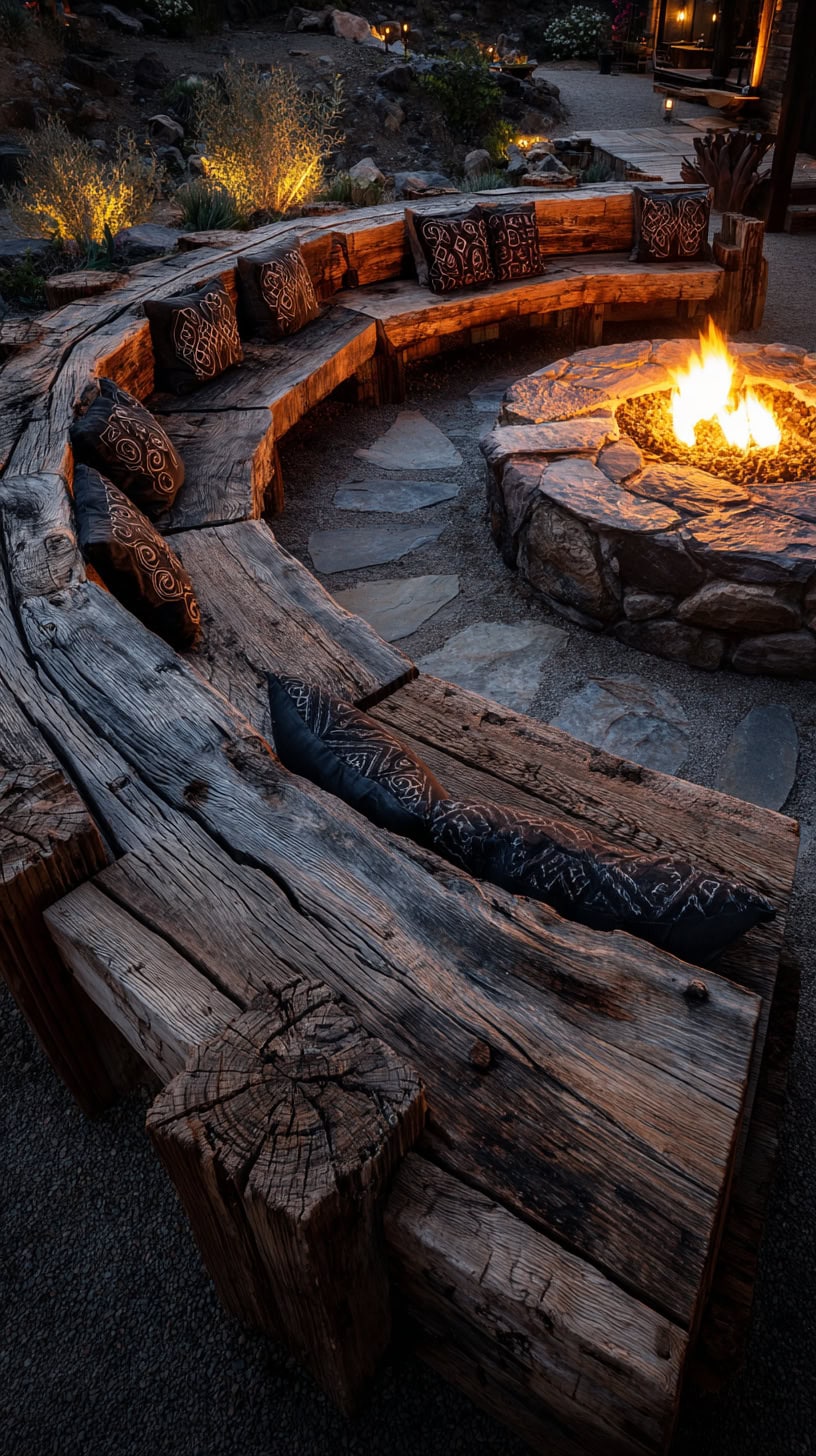 Wooden Bench Firepit Circle - Image 2