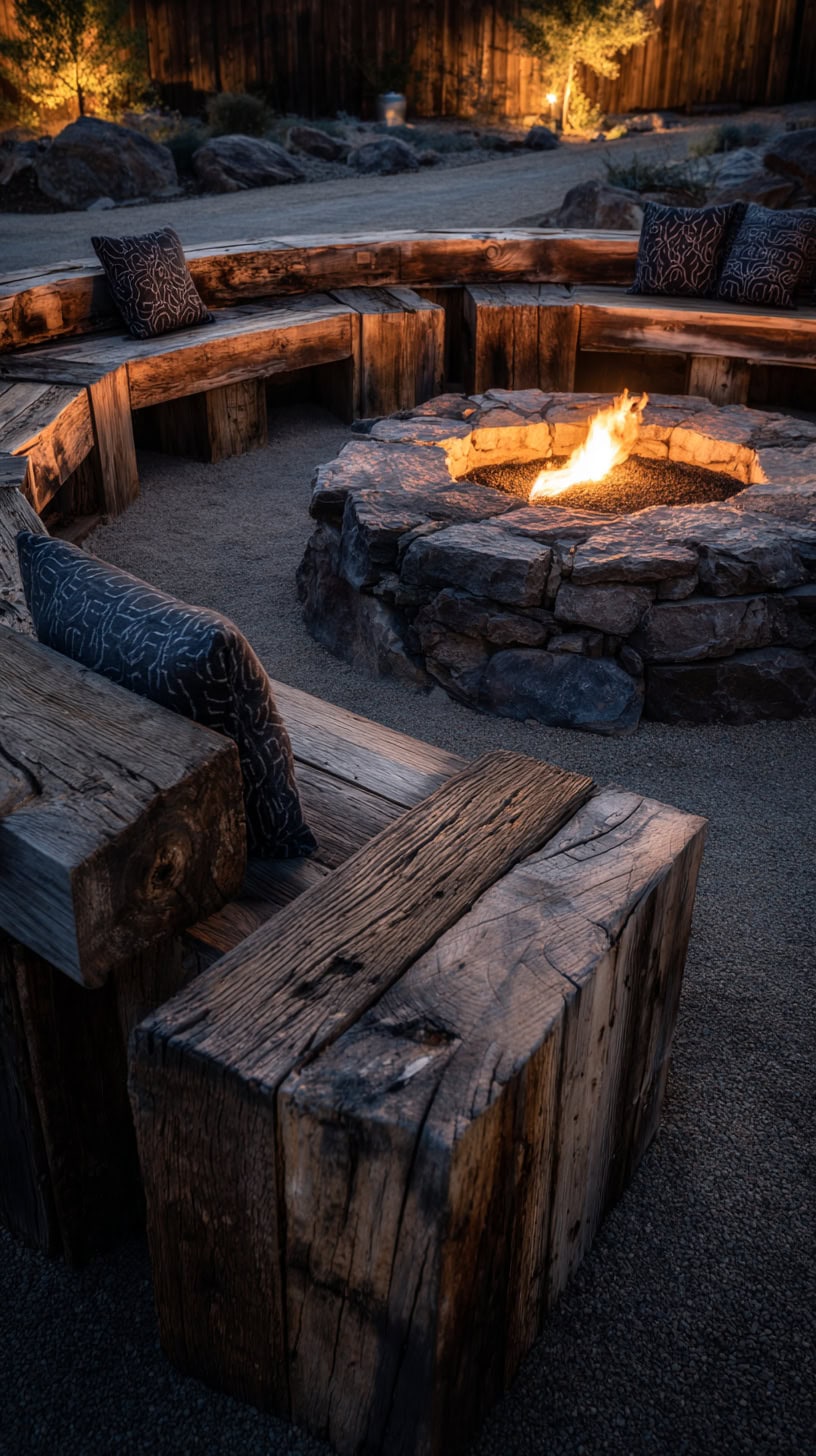 Wooden Bench Firepit Circle - Image 1