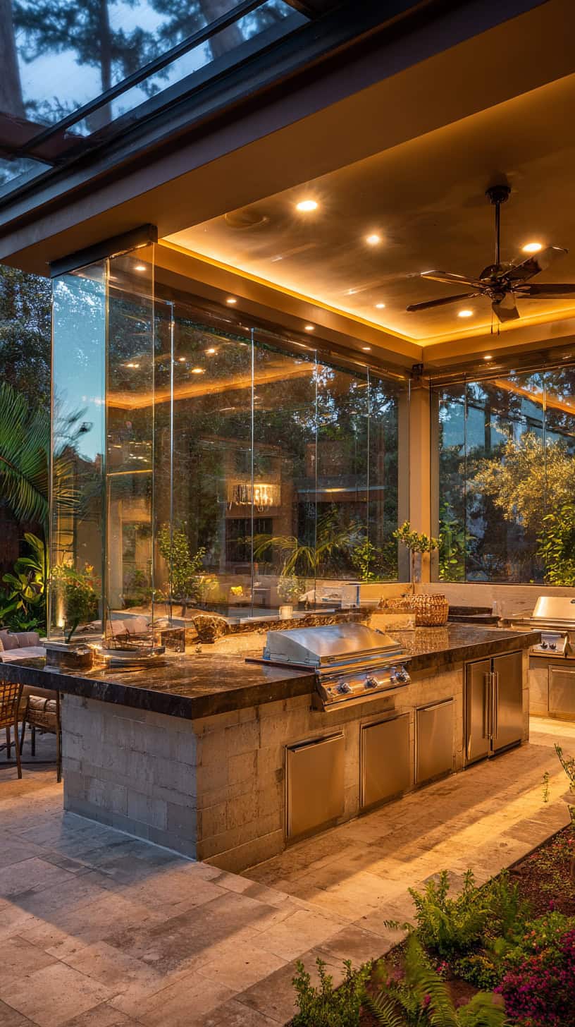 Covered Glass Outdoor Kitchen - Image 2