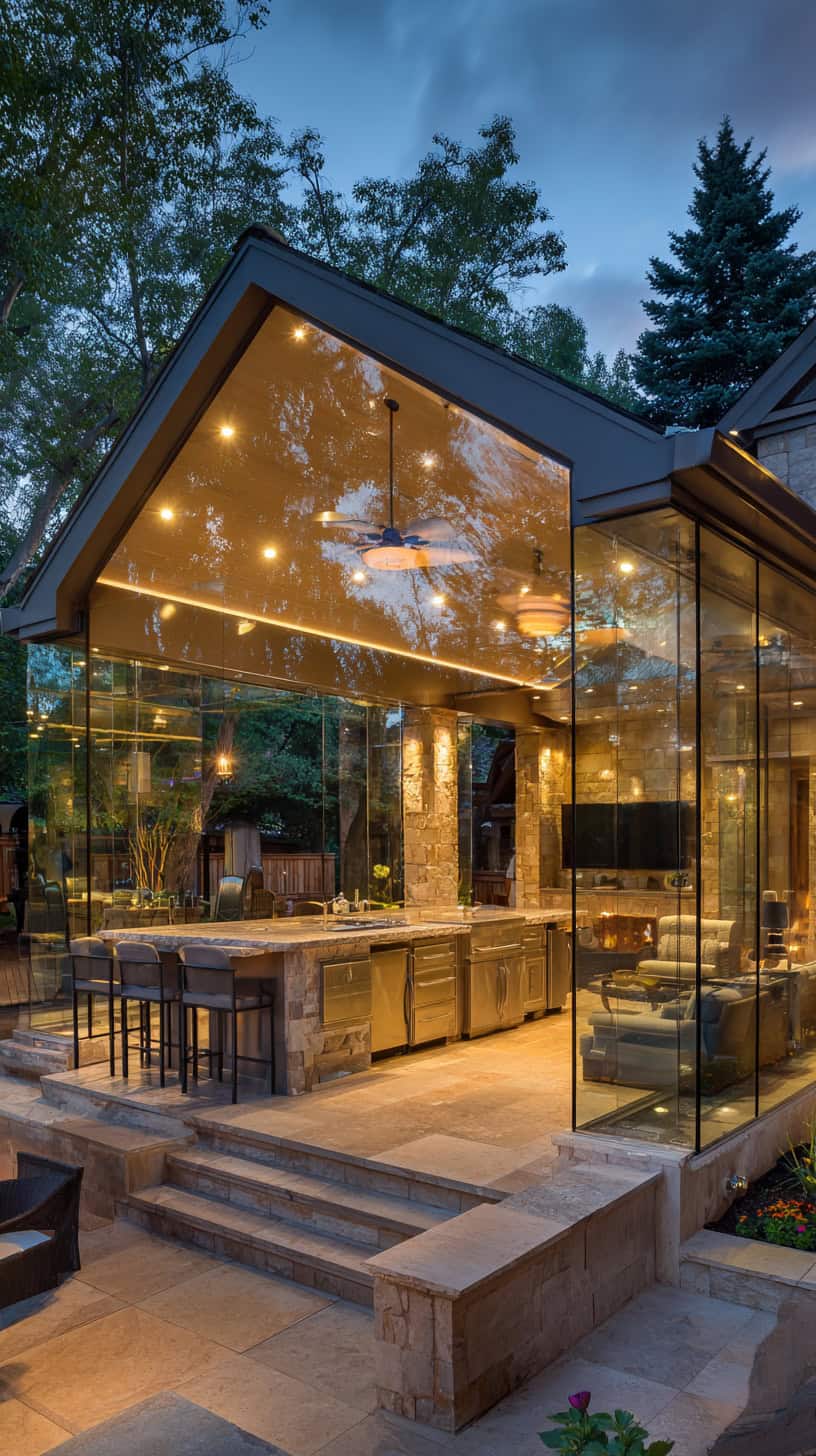 Covered Glass Outdoor Kitchen - Image 1