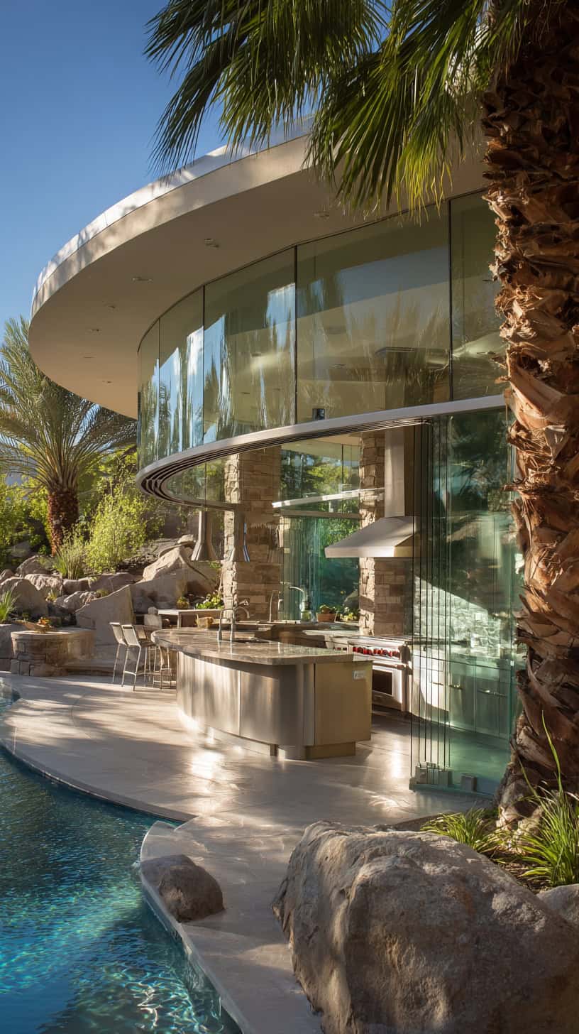 Curved Glass Pool Kitchen - Image 2