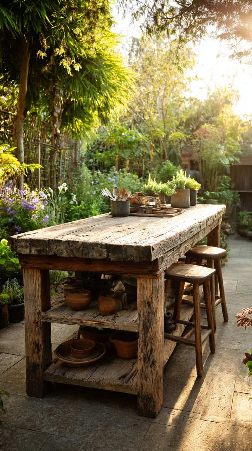 Rustic Wooden Counter Island - Image 1