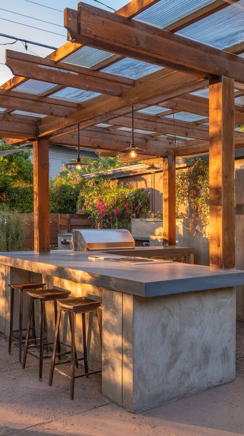 Simple Outdoor Kitchen Ideas with Covered Designs - Image 2