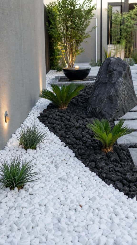 Black Rock and White Stone Contrast
