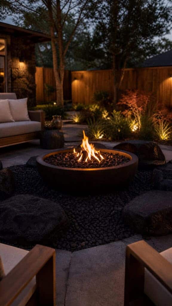 Black Rock Fire Pit Surround