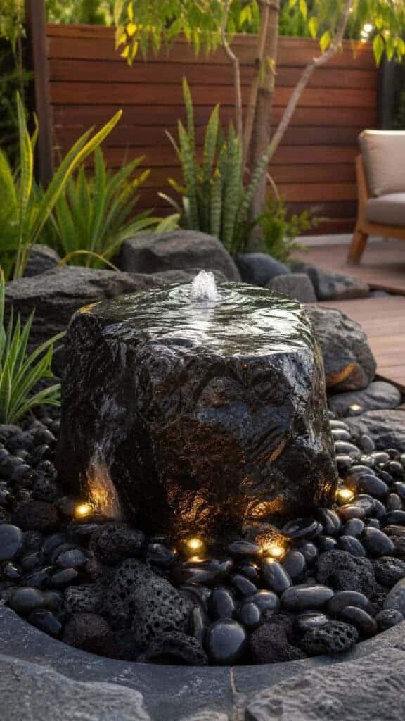 Contemporary Black Rock Water Features