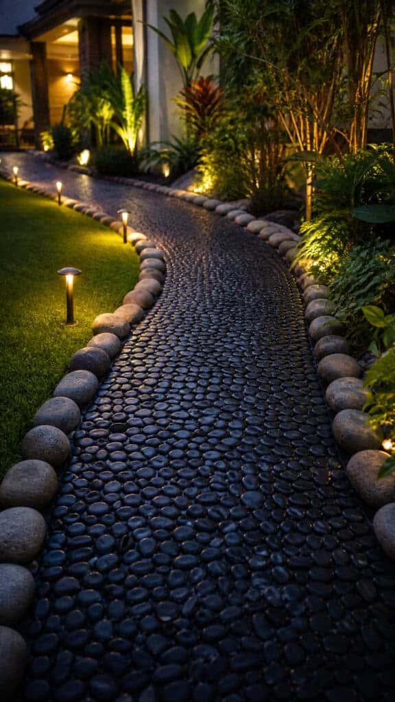 Dramatic Black River Rock Pathways