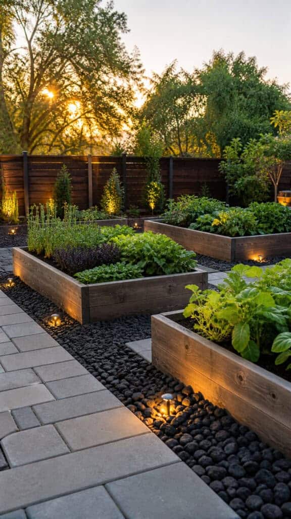 Modern Black Rock Raised Beds