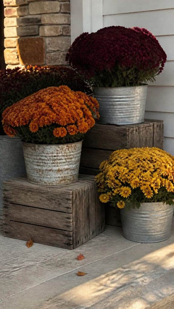 Style Vintage or Thrifted Containers with Mums