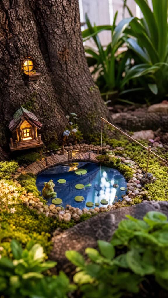 Tiny Pond With Bridge