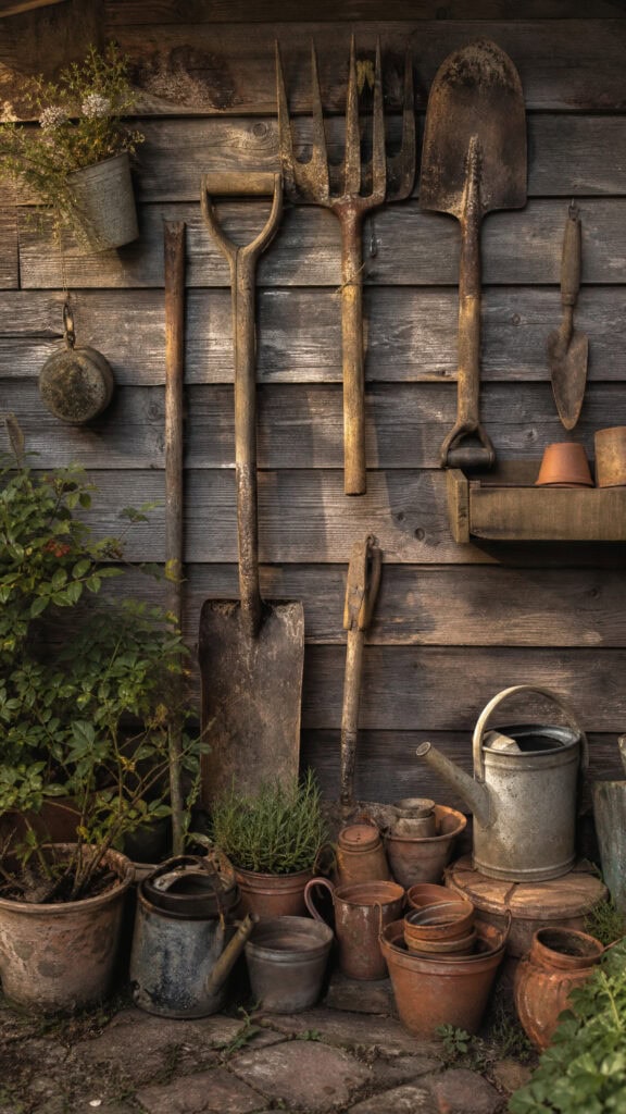 Antique Garden Tool Display