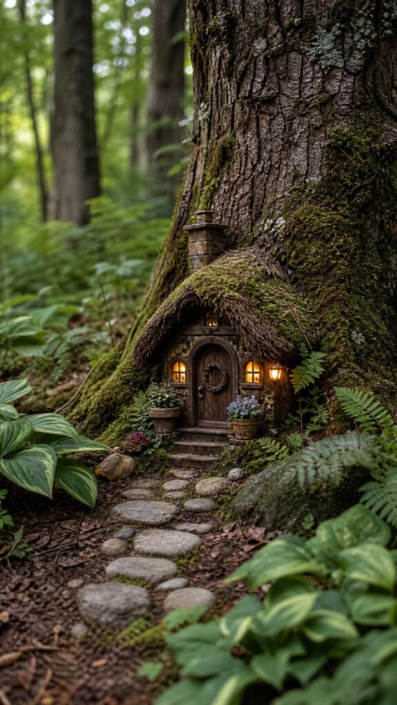Miniature Fairy Houses Nestled In Garden Beds