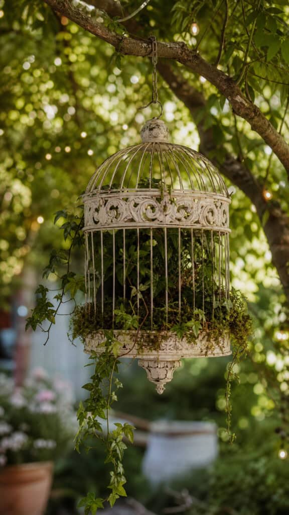 Vintage Birdcages As Hanging Planters