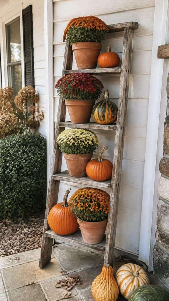 Repurposed Ladder Plant Stand