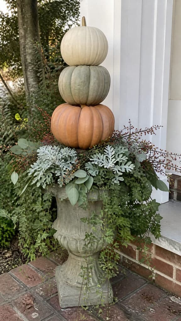 Elegant Urn with Pumpkin Topiary