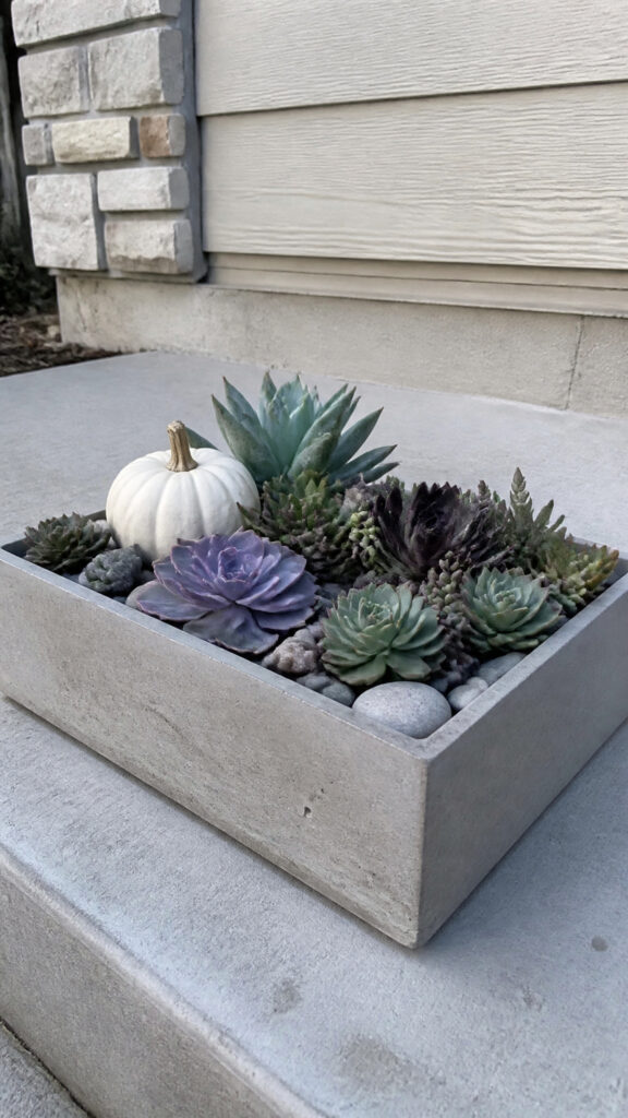 Modern Minimalist Pumpkin and Succulent Combo