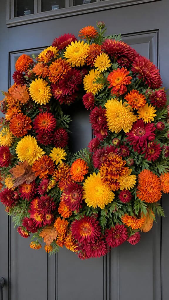 Colorful Mum and Marigold Garden Fresh