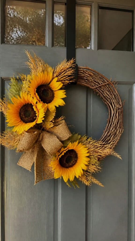 Rustic Grapevine with Sunflowers
