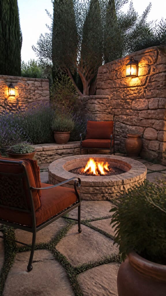 Mediterranean Courtyard with Stacked Stone