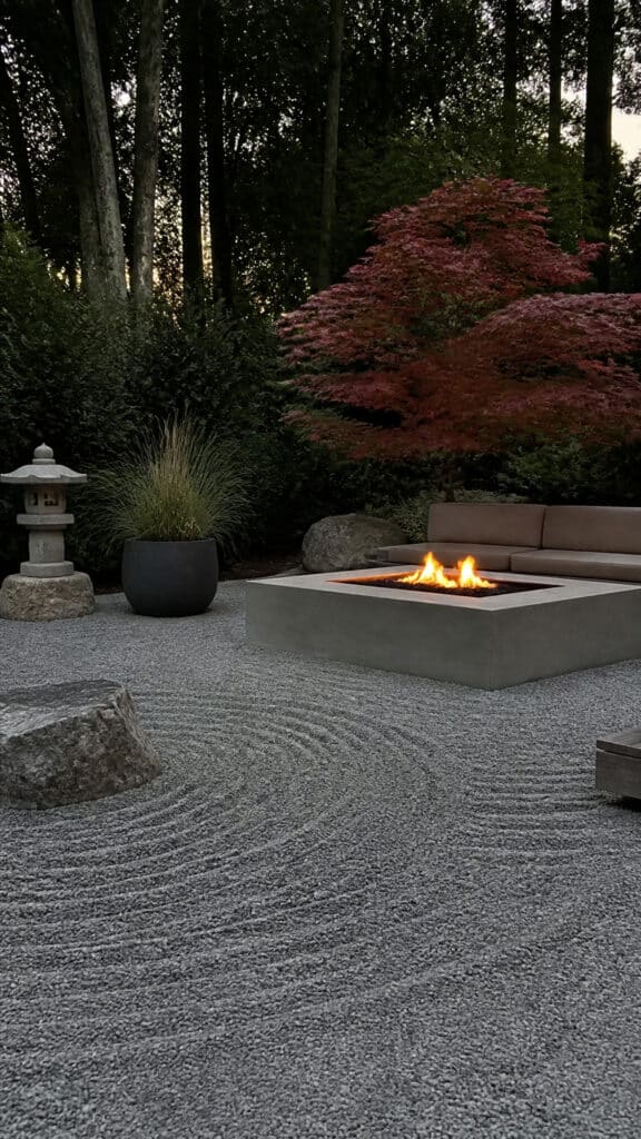 Minimalist Zen Garden with Gravel and Simple Lines