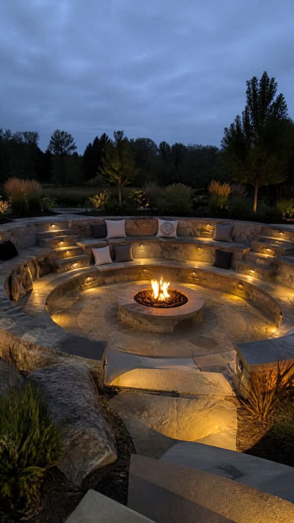 Sunken Fire Pit with Tiered Seating