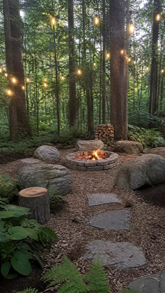 Woodland Retreat with Natural Boulder Seating