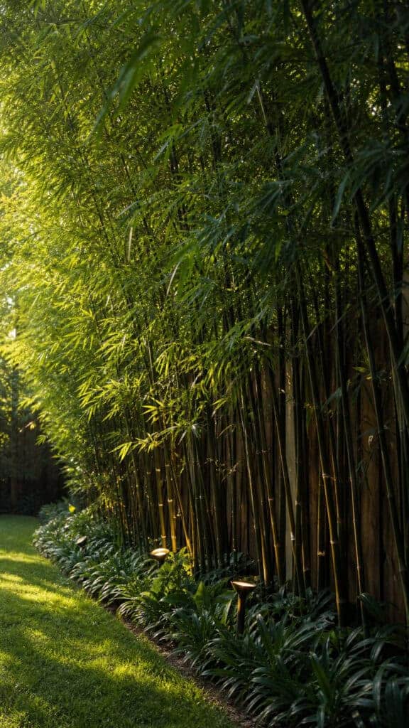 Privacy Screen With Bamboo Plants