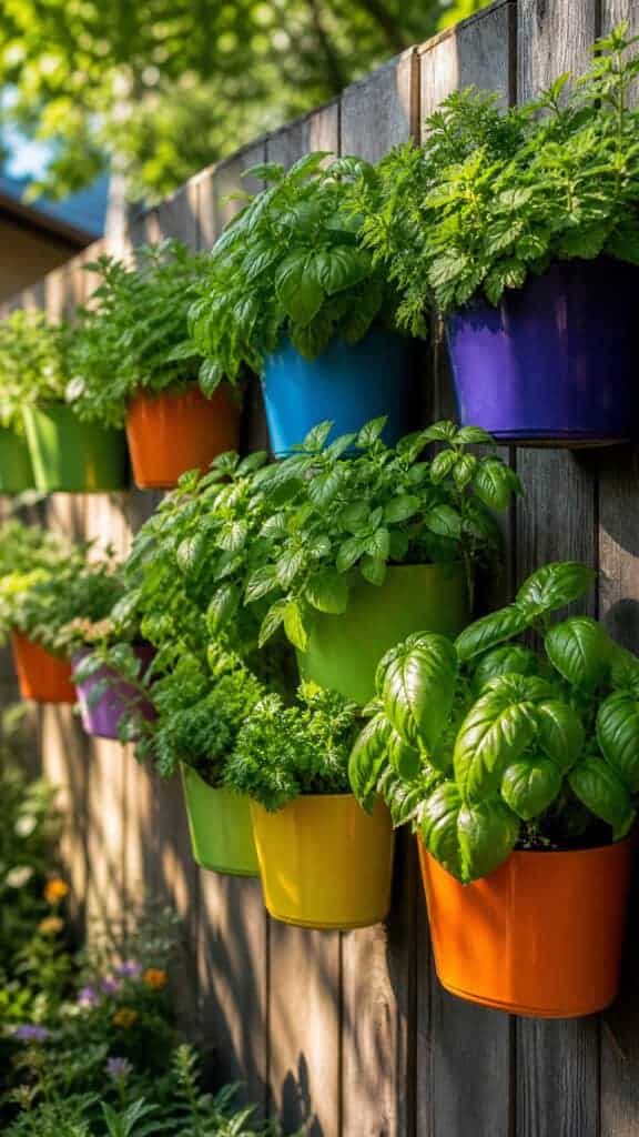 Vertical Herb Garden With Hanging Planters