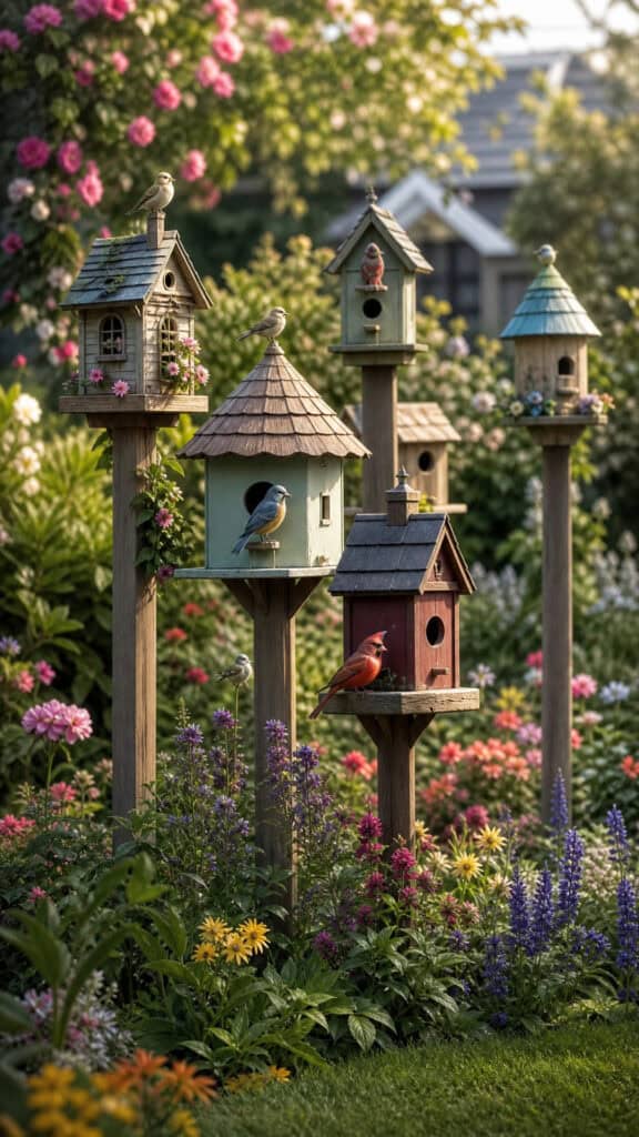 Add Whimsical Birdhouses and Feeders