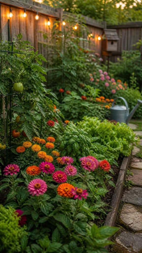 Mix Flowers and Vegetables Together
