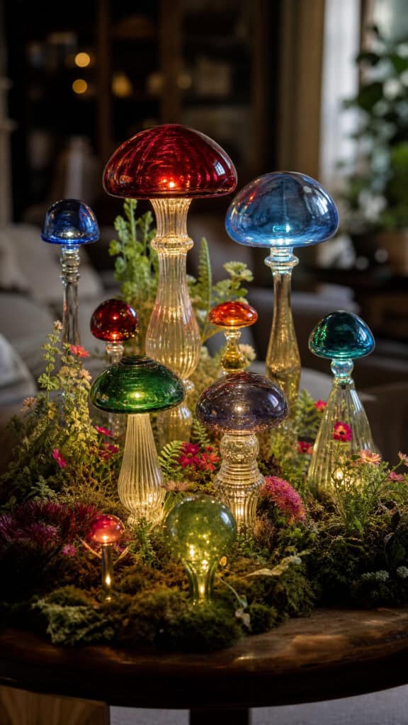 Glass Mushroom Garden Totem