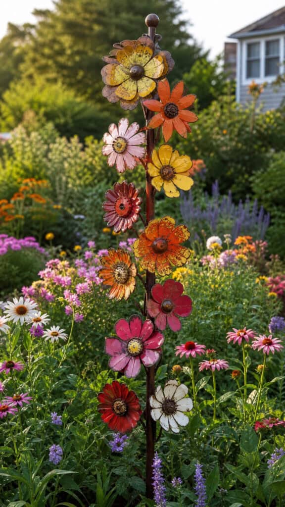 Metal Flower Garden Totem