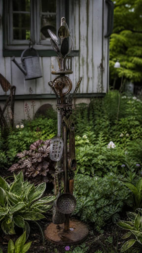 Recycled Metal Garden Totem