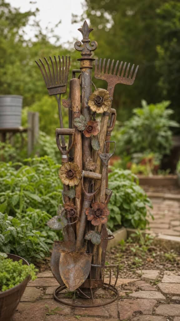 Vintage Tool Garden Totem