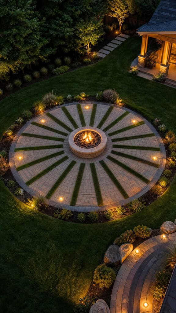 Circular Paver Design With Grass Segments