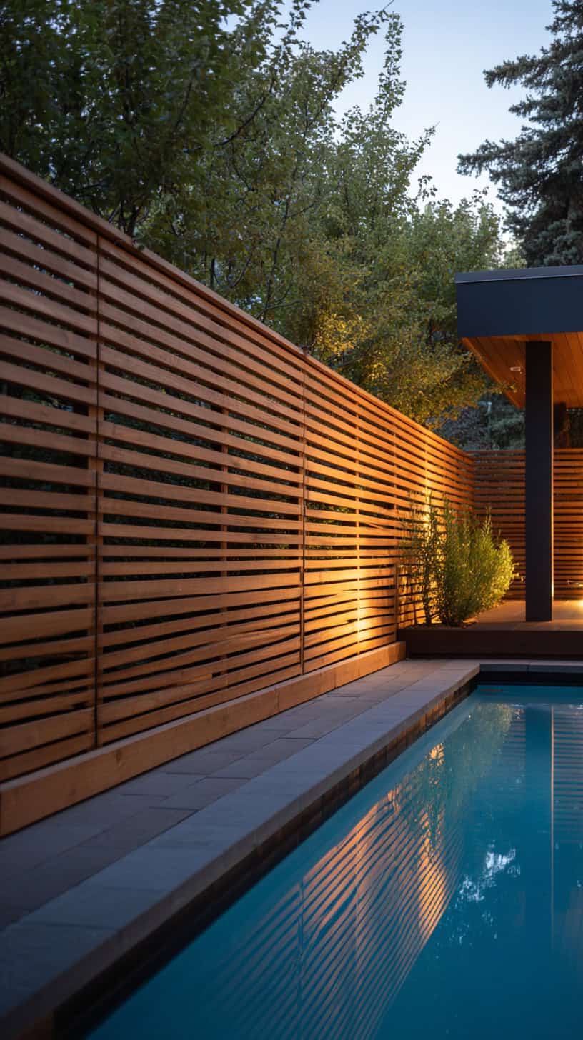 Horizontal Slatted Privacy Fence - Image 1