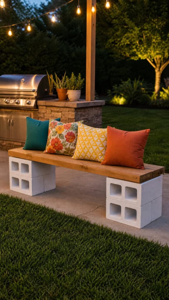 Build Simple Bench Seating with Cinder Blocks