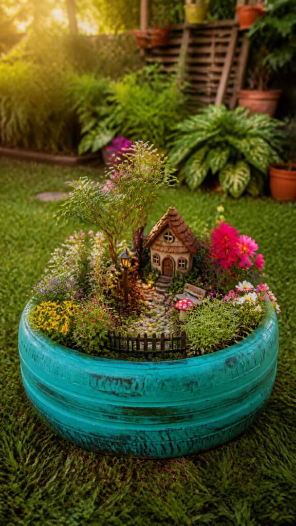 Fairy Garden Tire Planter